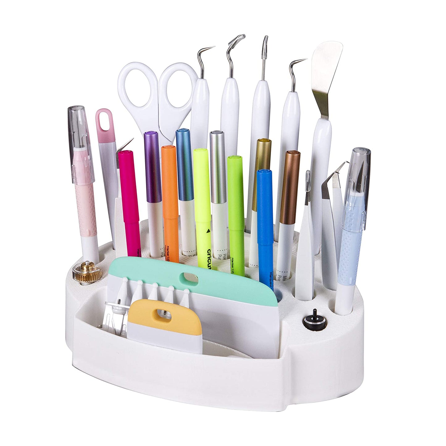 Desktop Accessory Storage with 24 Slots, Art & Craft Organizer, White