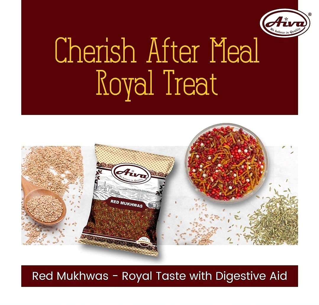 AIVA Red Mukhwas | Indian Origin Mouth Freshner | Vegan | Digestive treat - 200gm