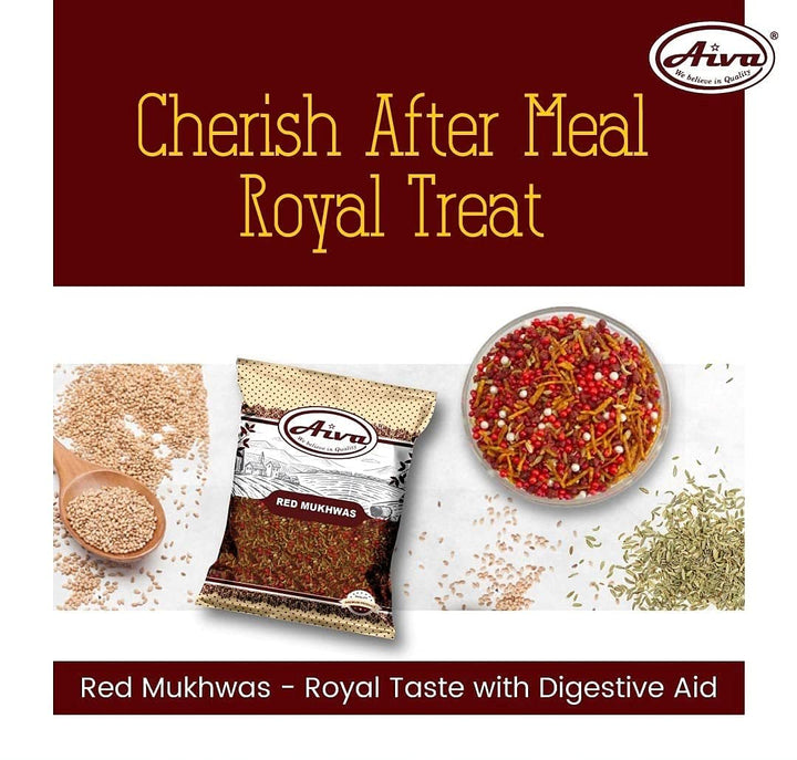 AIVA Red Mukhwas | Indian Origin Mouth Freshner | Vegan | Digestive treat - 200gm