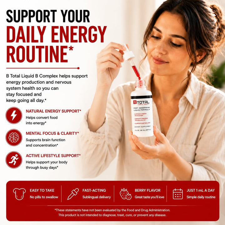 B Total Sublingual Vitamin B Complex Liquid Drops | Berry, 2 fl oz