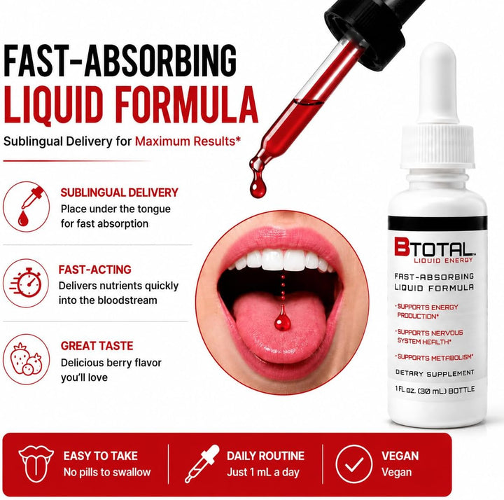 B Total Sublingual Vitamin B Complex Liquid Drops | Berry, 2 fl oz