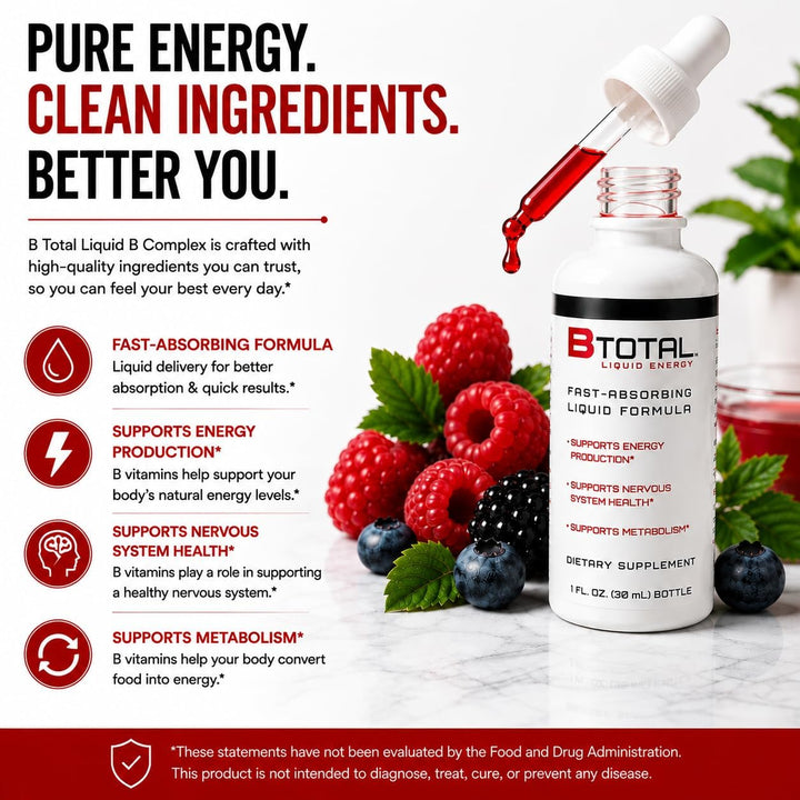 B Total Sublingual Vitamin B Complex Liquid Drops | Berry, 2 fl oz