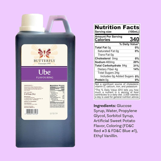 Butterfly Ube Purple Yam Flavoring Extract – 1 Liter (34 fl oz)