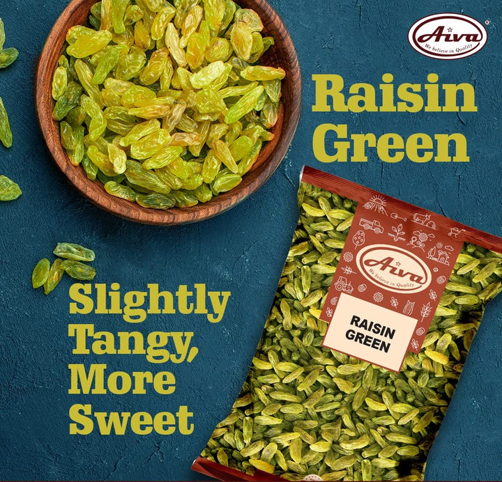 Aiva Green Raisins (2 LB) Bulk– Premium Seedless Dried Fruit for Snacking, Baking, and Cooking