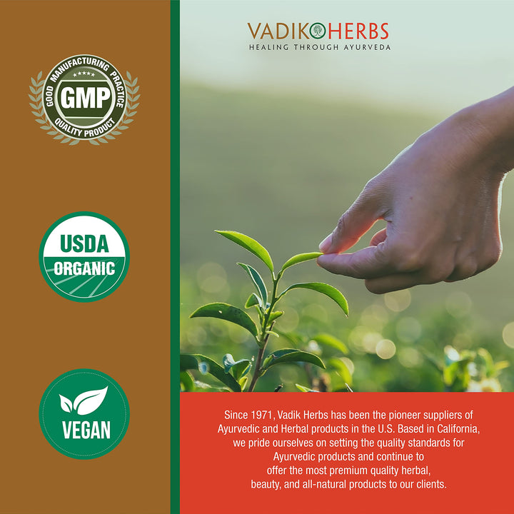 Vadik Herbs Certified Organic Haritaki (Terminalia Chebula) Capsules for Rejuvenation and Detoxification | Made in USA | Wildcrafted and Safety Tested | 100 Vegicaps