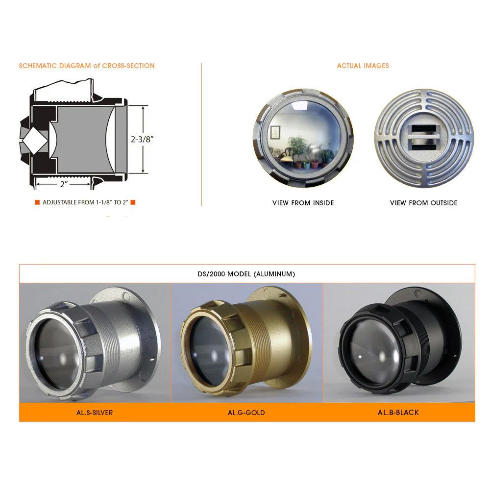 Door Scope DS2000 Door Viewer - Aluminum x Black