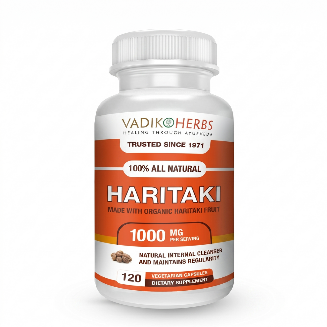 Vadik Herbs Certified Organic Haritaki (Terminalia Chebula) Capsules for Rejuvenation and Detoxification | Made in USA | Wildcrafted and Safety Tested | 100 Vegicaps