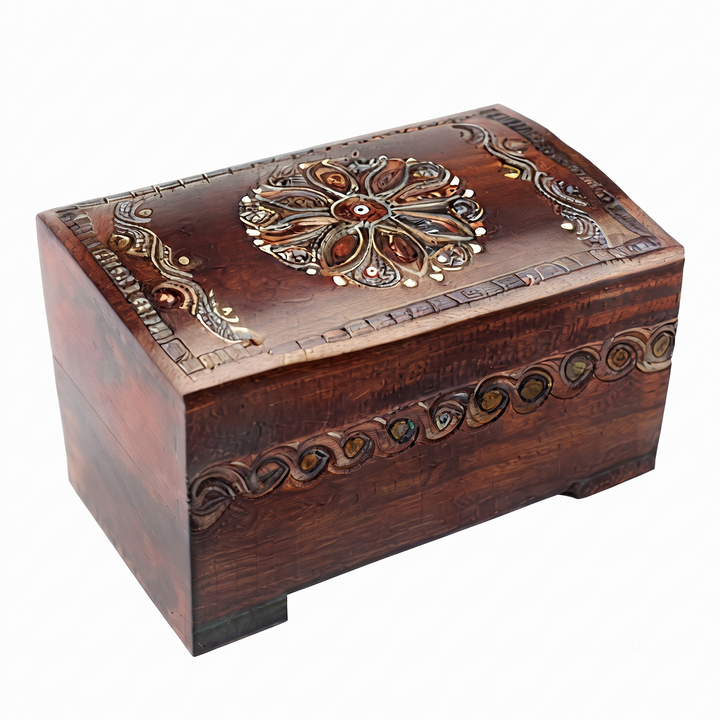 Enchanted World Large Wooden Jewelry Box with Lock