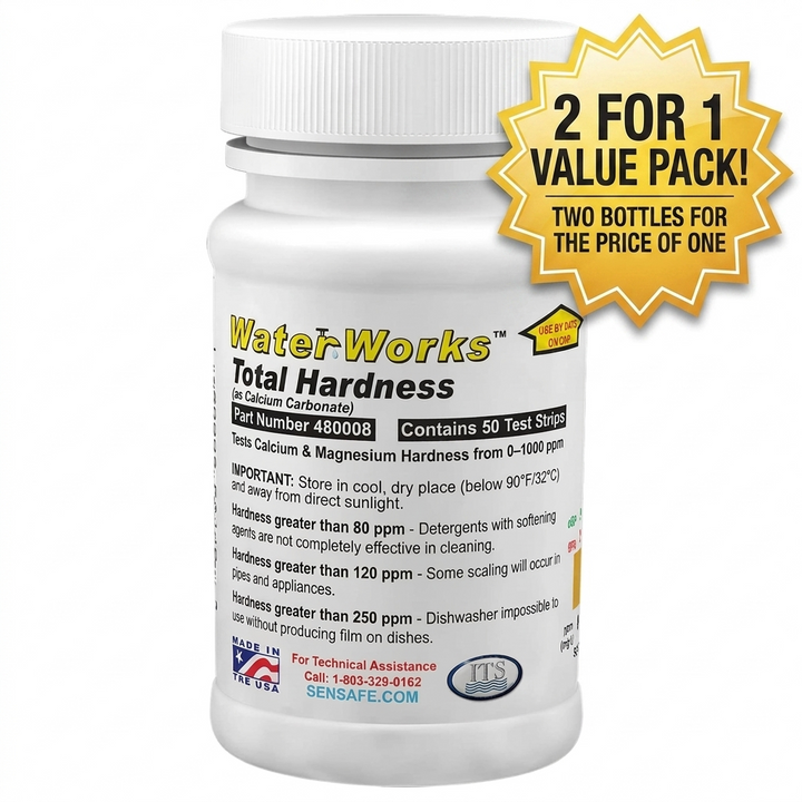 2 Set- Industrial Test Systems WaterWorks 481108 Total Hardness Test Strip, 3 Second Test, 0-1000ppm Range, Our 