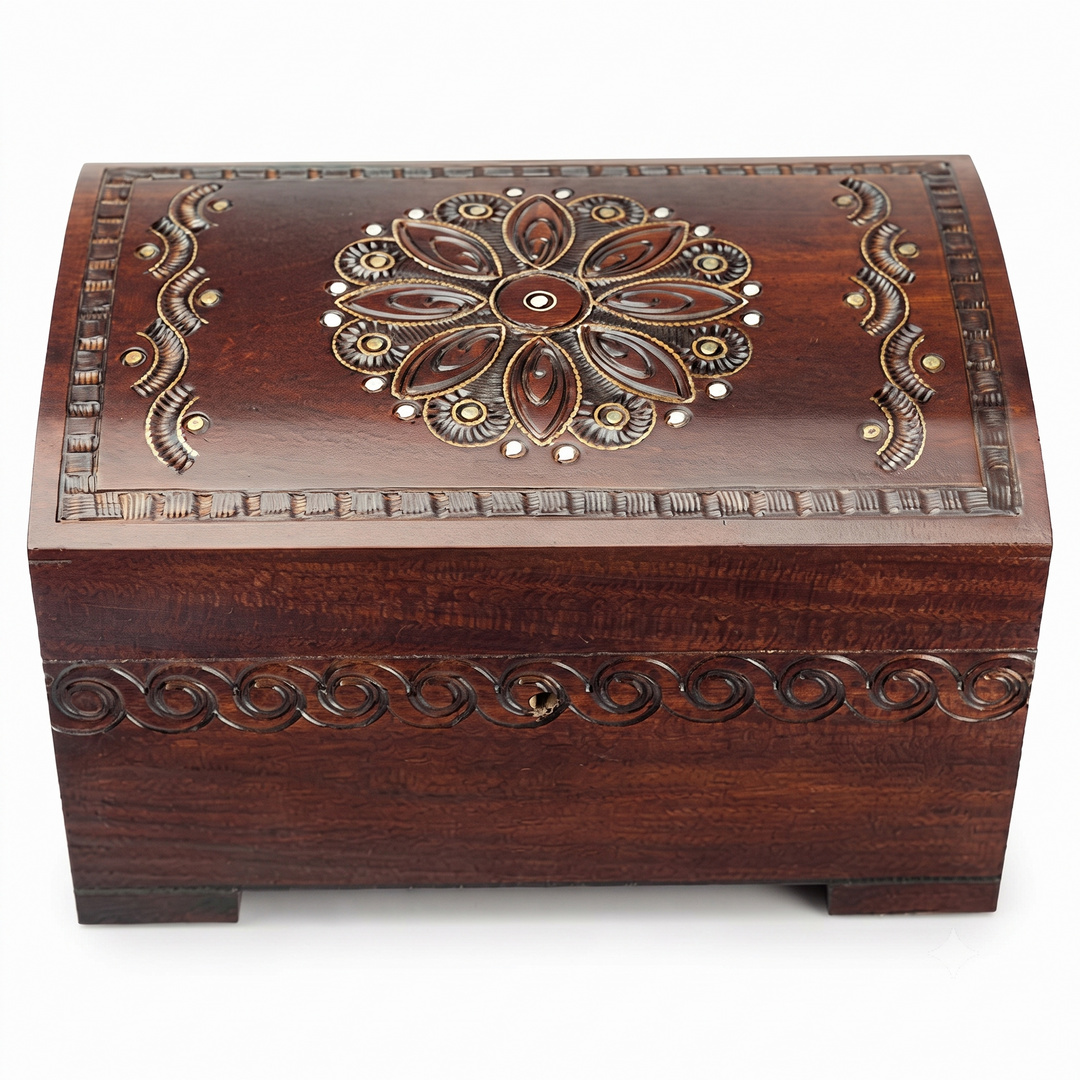 Enchanted World Large Wooden Jewelry Box with Lock