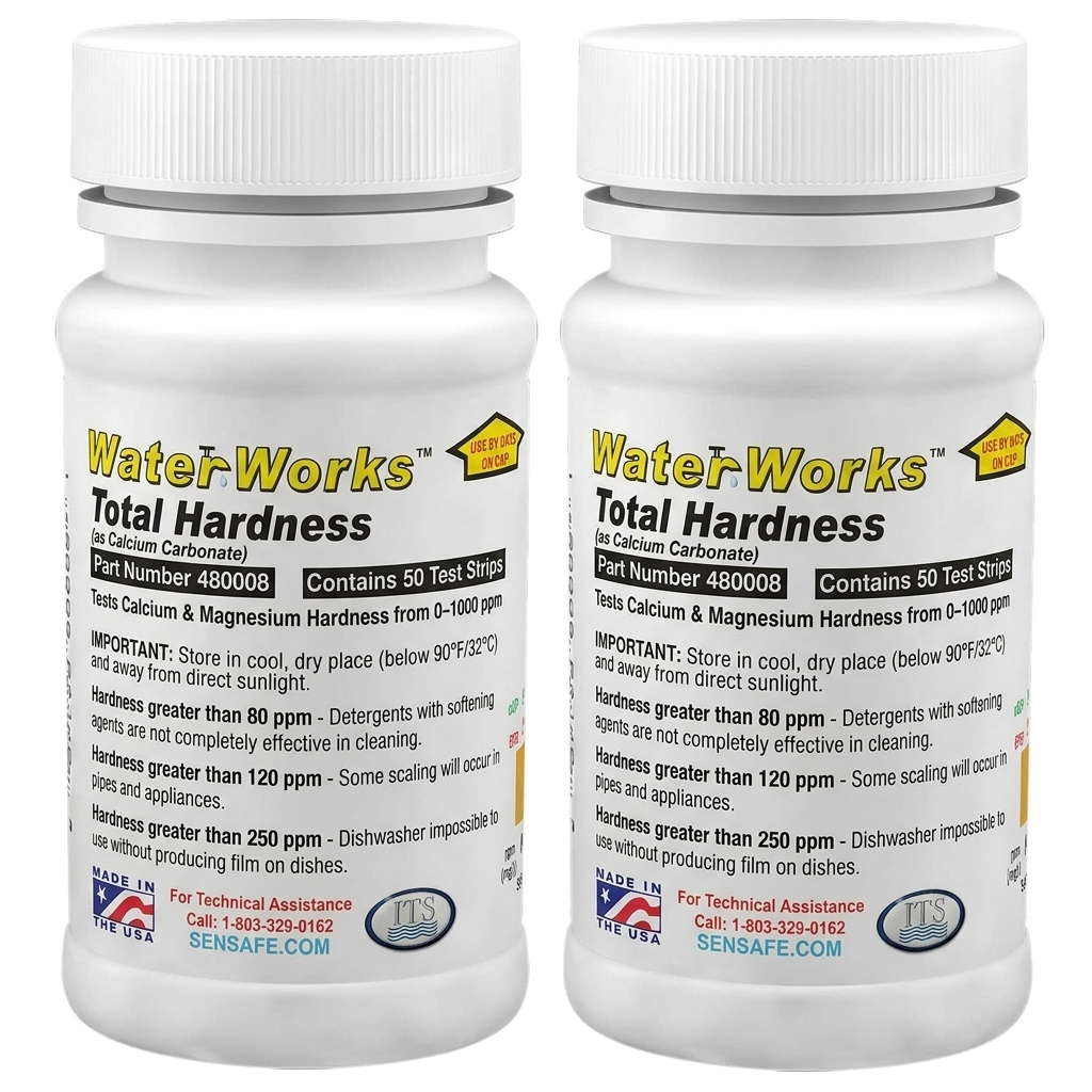 2 Set- Industrial Test Systems WaterWorks 481108 Total Hardness Test Strip, 3 Second Test, 0-1000ppm Range, Our 