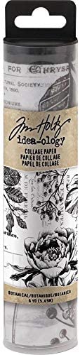 Tim Holtz Idea-Ology Collage Paper Rolls - Entomology, Botanical and Typeset - Bundle of Three Rolls
