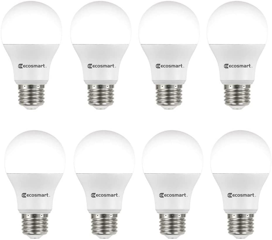 Ecosmart 8 Pack LED A19 Light bulb 60w Equivalent A19 Daylight