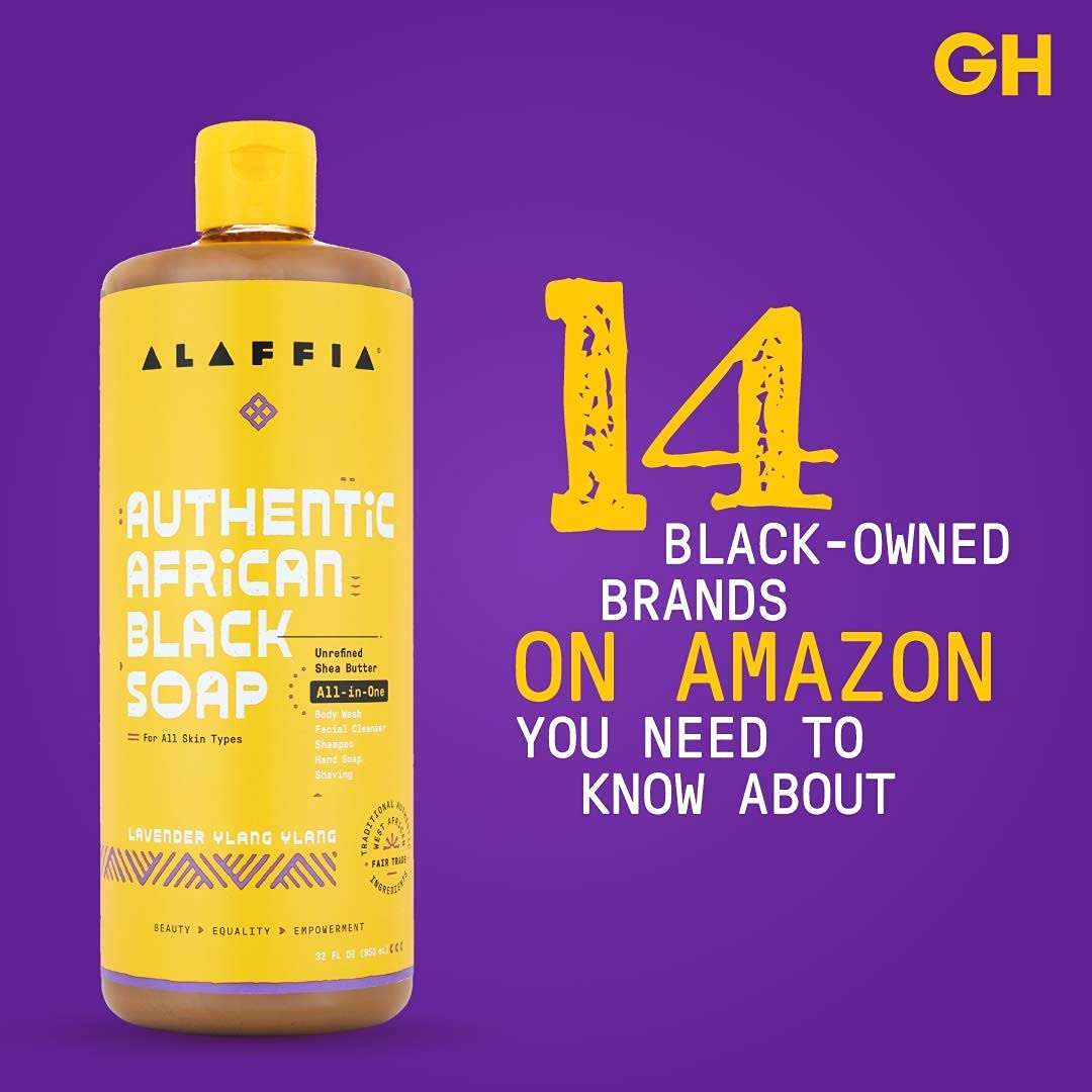 Alaffia Skin Care, Authentic African Black Soap, All in One Body Wash, Face Wash, Shampoo & Shaving Soap with Fair Trade Shea Butter, Hemp Olive Leaf 32 Fl Oz