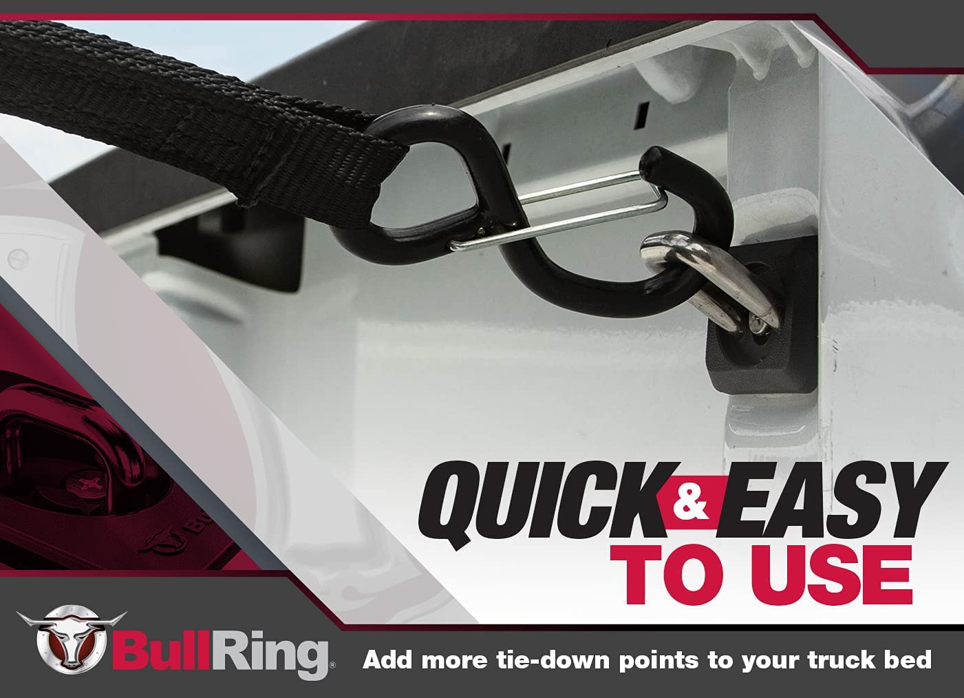 Bull Ring Inner Bed Retractable Truck Bed Tie Down Anchors for 2007+ Chevy Silverado & GMC Sierra, 2015+ Chevy Colorado & GMC Canyon (3 Pairs)