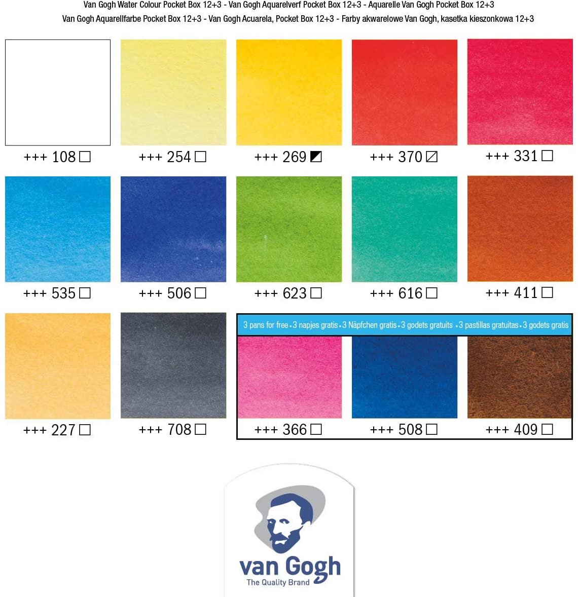 Van Gogh Watercolor Pocket Box Set: 12 Metallic Colors