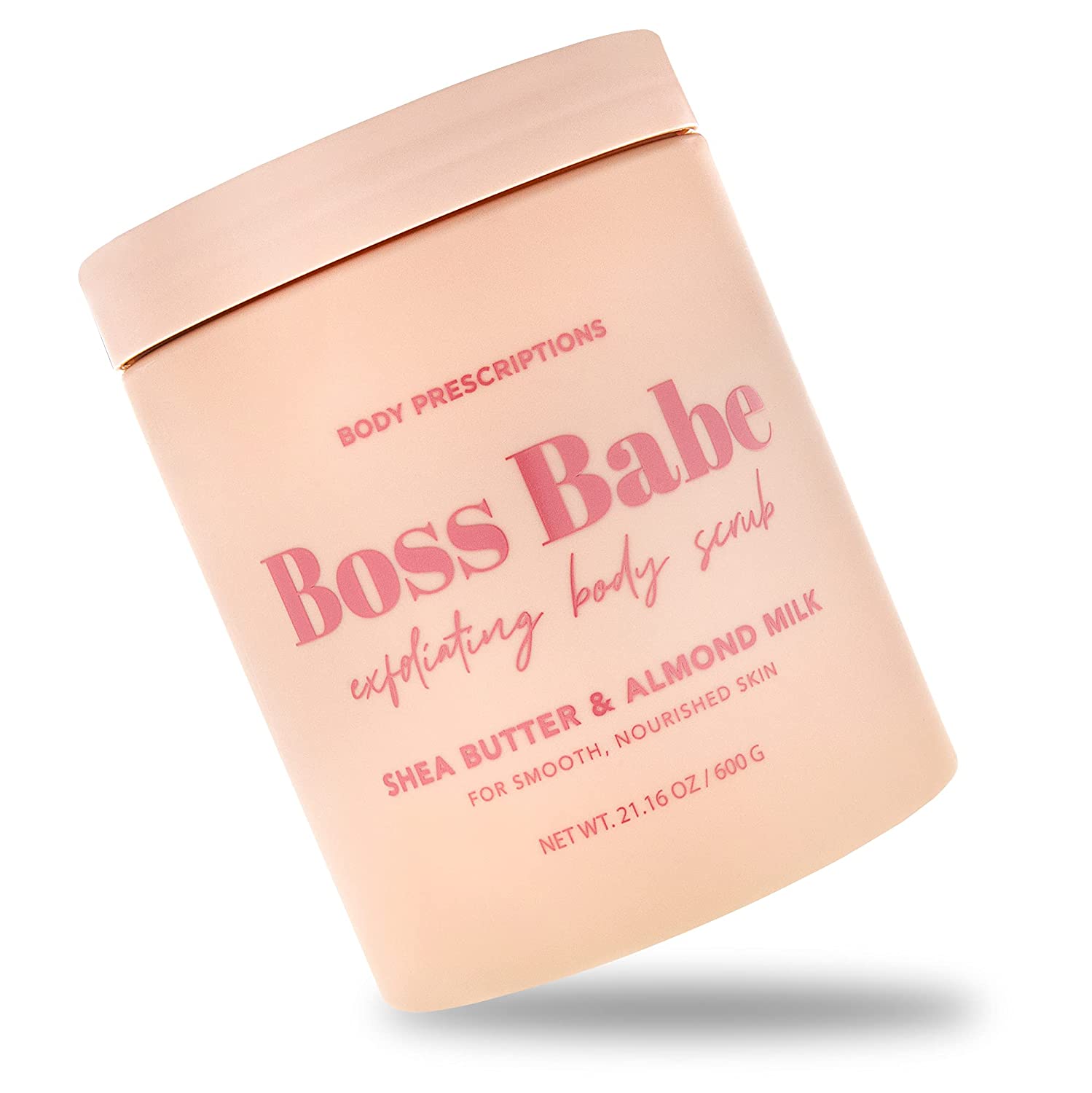 Body Prescriptions Pink “Boss Babe” Body Scrub, Exfoliating Body Wash, for Nourished and Ultra Smooth Skin, Cleanser Infused with Shea Butter and Almond Milk