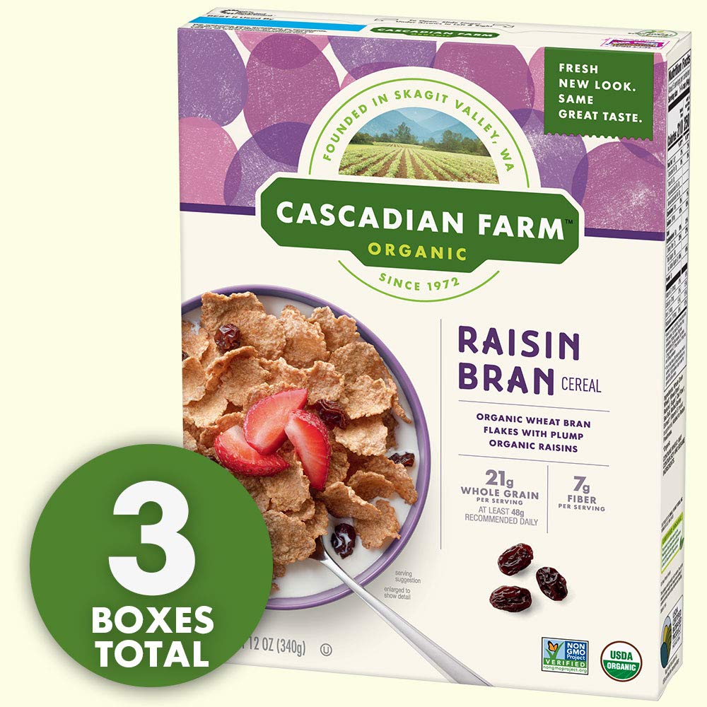 Cascadian Farm - Organic Raisin Bran Cereal, Organic, Whole Grain, 12 oz (Pack of 3)