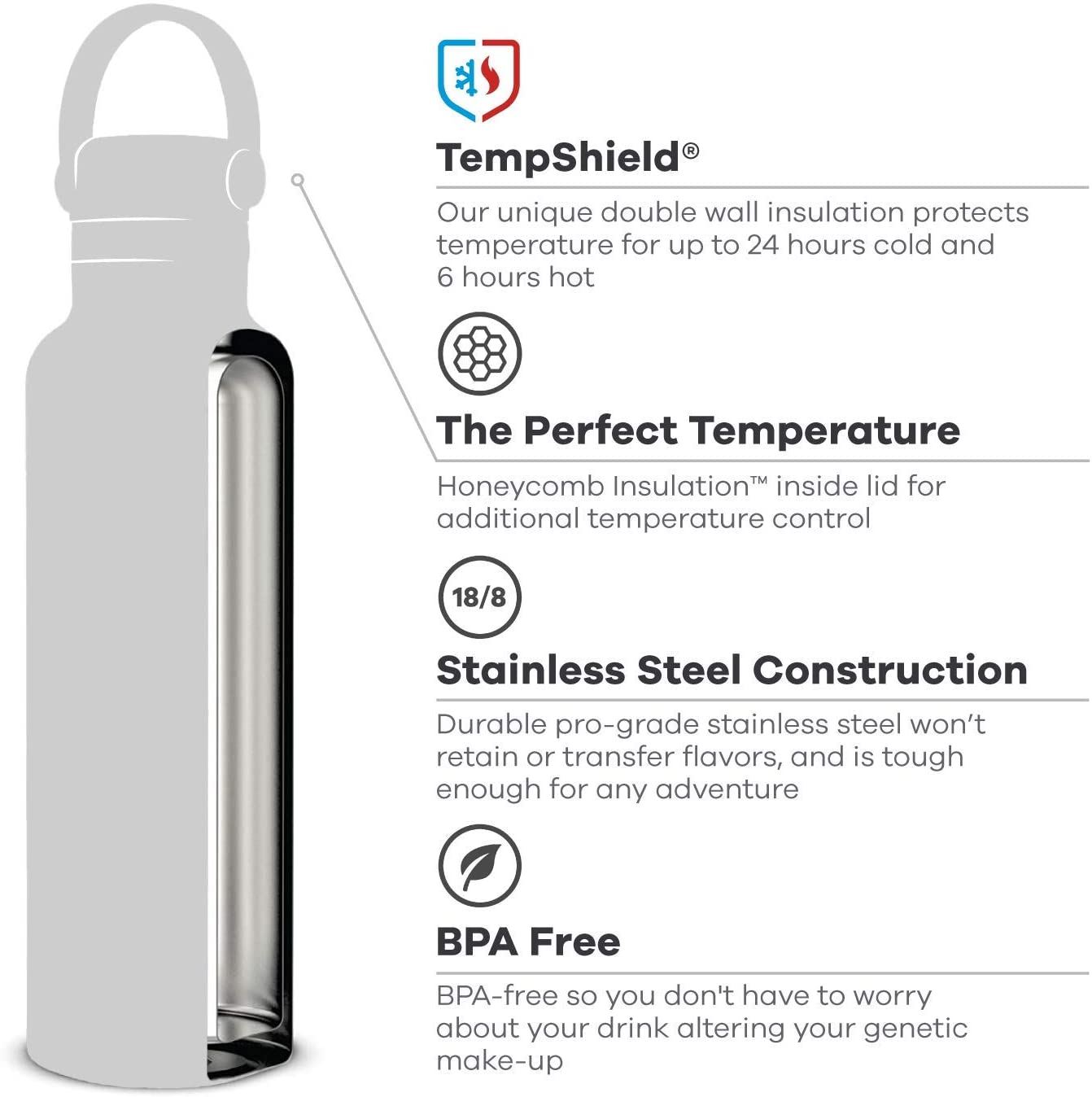Hydro Flask Water Bottle - Standard Mouth Flex Lid - 18 oz, Hibiscus