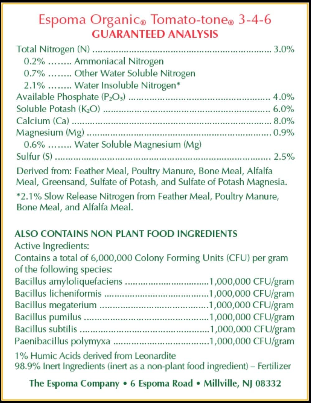 Espoma Organic Tomato-tone 3-4-6 with 8% Calcium. Organic Fertilizer for all types of Tomatoes and Vegetables. Promotes flower and fruit production. 8 lb. Bag