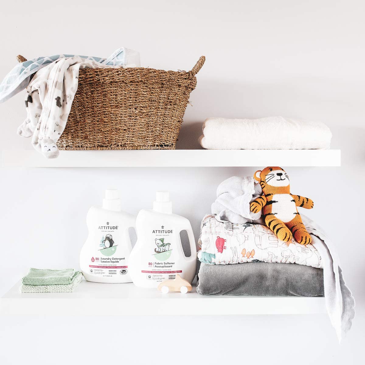 ATTITUDE Natural Baby Laundry Detergent for Sensitive Skin, Concentrated Formula, Extra Gentle Safe Plant Based Ingredients, Fragrance Free, 67.6 Fl Oz, 80 Loads (Model: 12083)