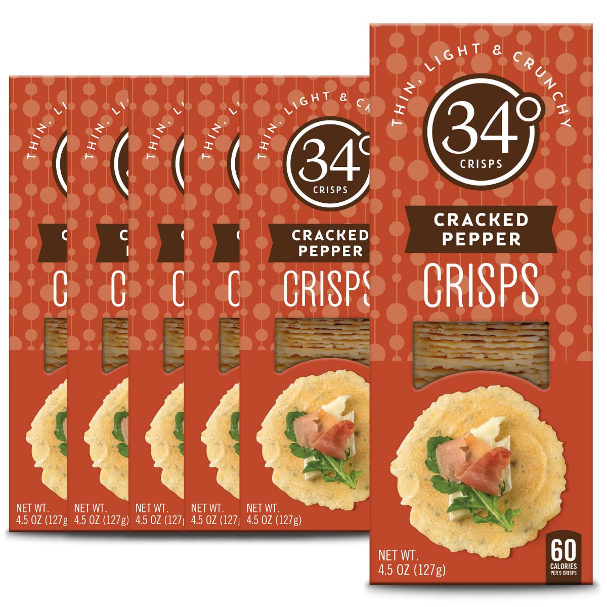 34 Degrees Crisps | Thin, Light & Crunchy Original Crisps, 6 Pack (4.5oz each)