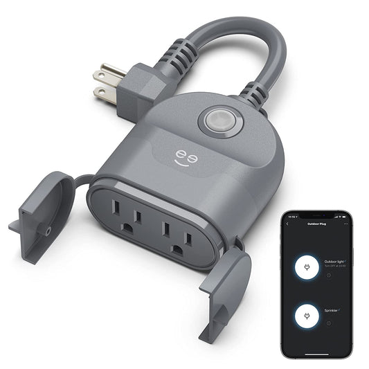 Geeni Outdoor Duo Wi-Fi Smart Plug, Weatherproof, No Hub Required, Wireless Remote Control and Timer -Smart Plug Compatible with Alexa, The Google Home (2 Outlets