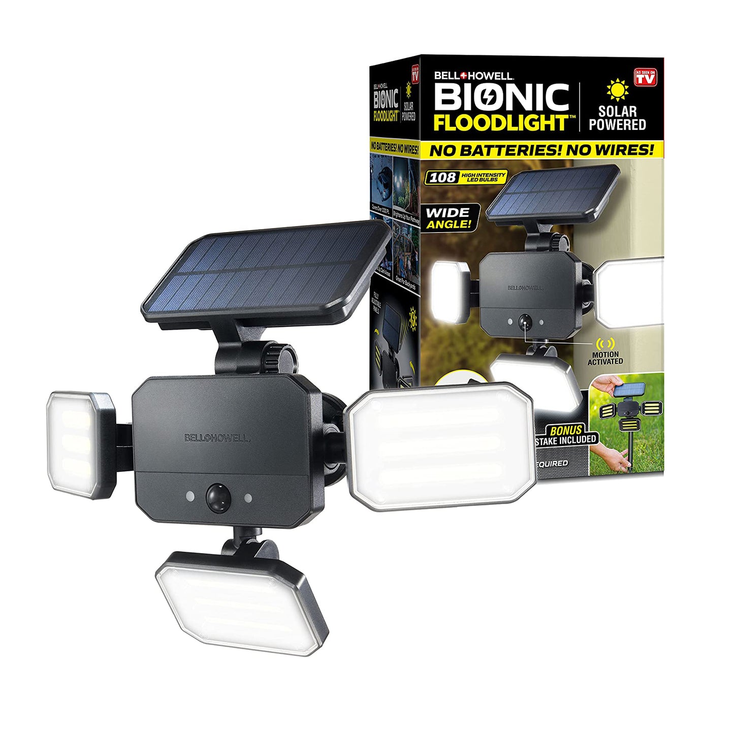 Bionic Floodlight 180 Degrees Swiveling Light by Bell+Howell Solar Lights Outdoor with Motion Sensor