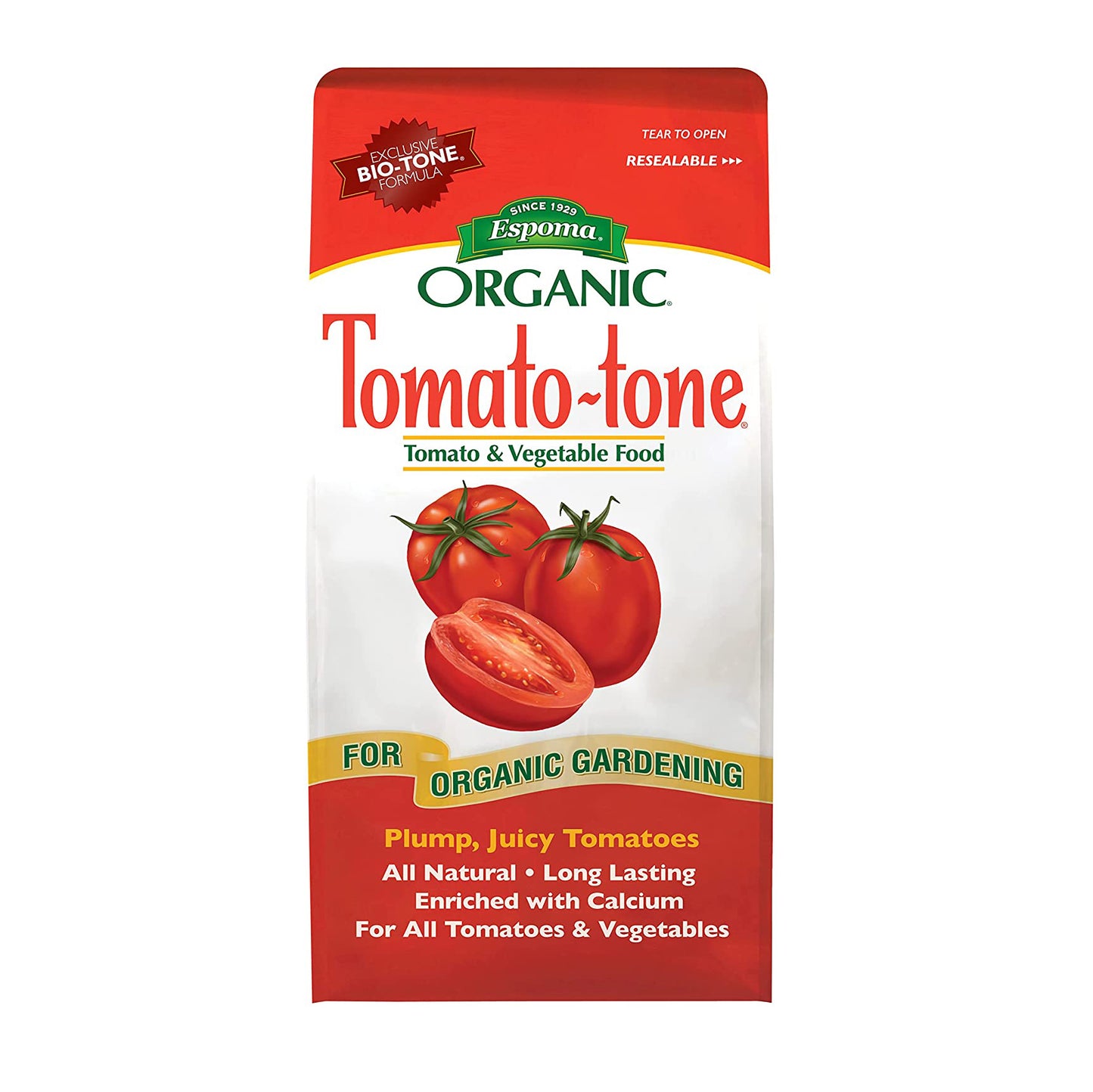 Espoma Organic Tomato tone 3-4-6 with 8% Calcium. Organic Fertilizer for all types of Tomatoes and Vegetables.  8 lb.