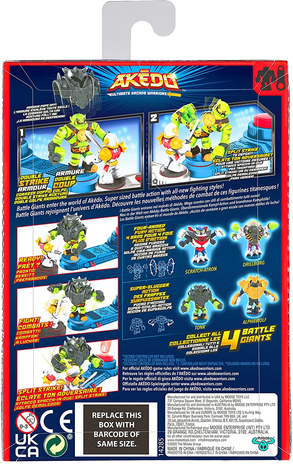 Akedo 14285 Ultimate Arcade Warriors Giants Mini Battling Action Figures Ready, Fight, Split Strike-Tonk
