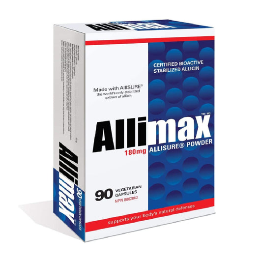 Allimax 180mg 90 Capsules. Allicin Garlic Supplement to Support Your Body’s Immune Function. Contains Stabilized and Potent Bioactive Allicin, Extracted from Clean & Sustainable Spanish Grown Garlic.